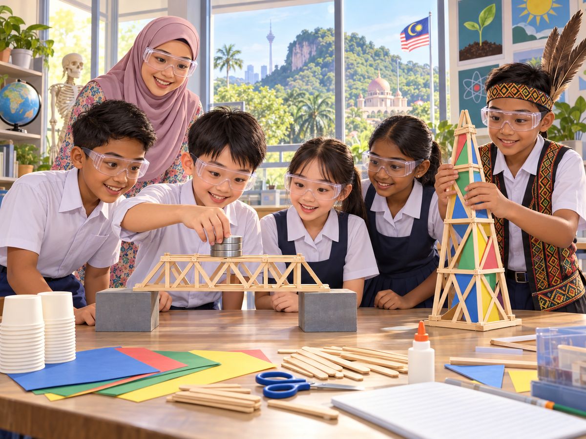 学生用冰激凌棒搭桥和塔,测试承重